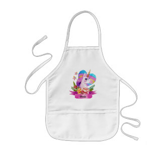 Delantal Infantil Acuarela Cute Unicorn Nombre personalizado
