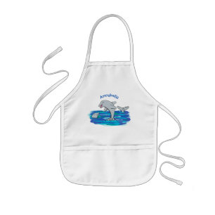Delantal Infantil Adorables delfines felices ilustracion personaliza