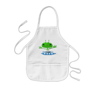 Delantal Infantil Alienígenas del espacio ultraterrestre verde lindo