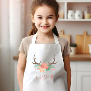 Delantal Infantil Anteojos Florales De Boho Cute Personalizado