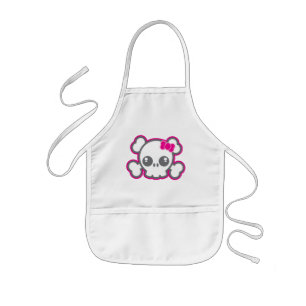 Delantal Infantil Apron de Kawaii Cinta Rosa Skull Kid