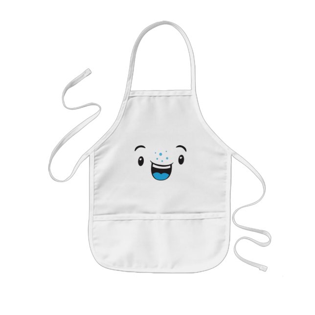 Delantal Infantil Apron de Kawaii con sonrisas azules (Frente)