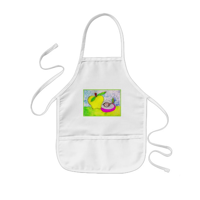 Delantal Infantil Apron de manzanas de arte pop colorido (Frente)