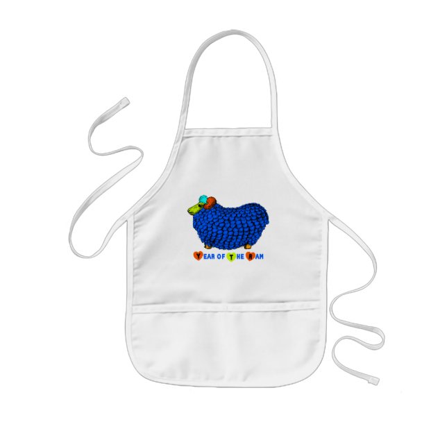 Delantal Infantil Apron de niños de Ilustracion azul en Año Ram (Frente)