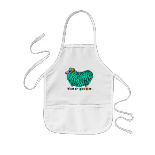 Delantal Infantil Apron de niños de Ilustracion verde de Año Ram