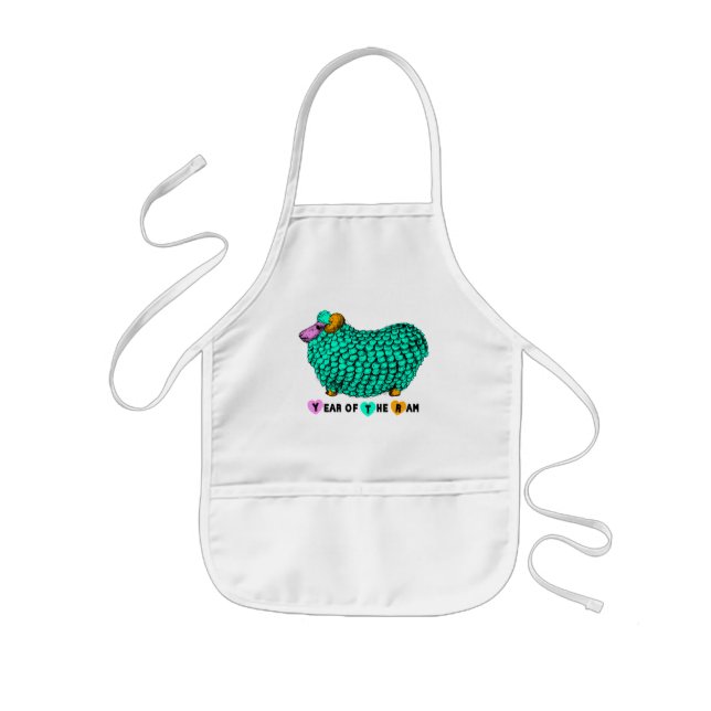Delantal Infantil Apron de niños de Ilustracion verde de Año Ram (Frente)