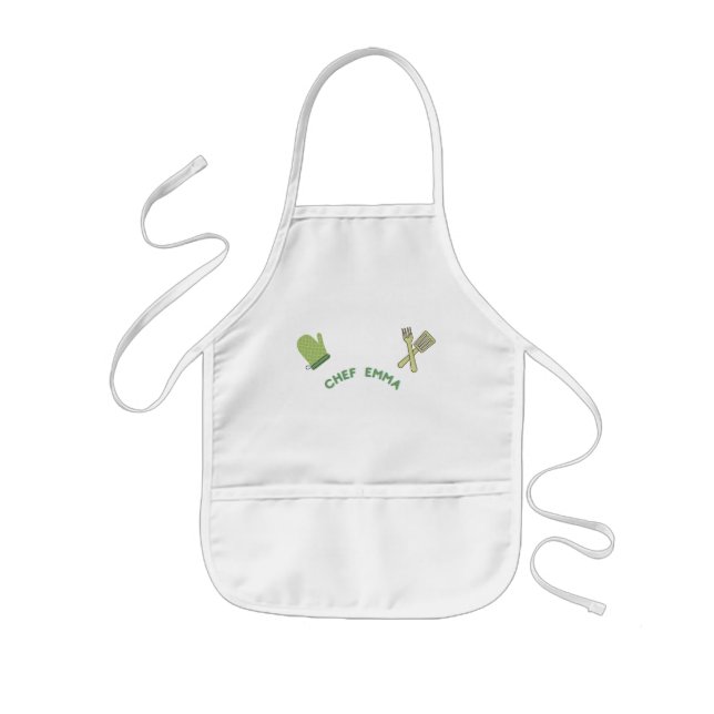 Delantal Infantil Apron de niños de personalizable | Pequeño Chef (Frente)