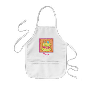 Delantal Infantil Apron de niños de torta de cumpleaños de color ama