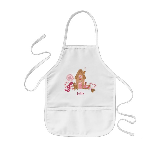 Delantal Infantil Apron de pan de jengibre blanco lindo (Frente)
