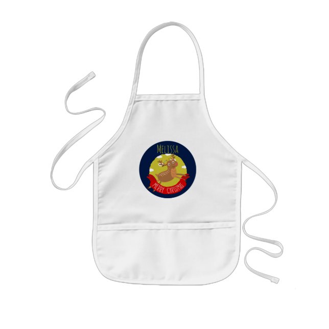 Delantal Infantil Apron de renos navideños (Frente)