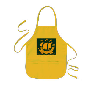 Delantal Infantil Apron del bebé de un barco amarillo