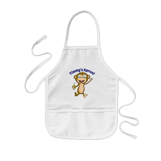 Delantal Infantil Apron feliz de niños monos (Frente)