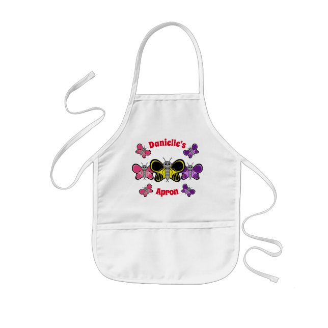 Delantal Infantil Apron infantil de mariposas felices (Frente)