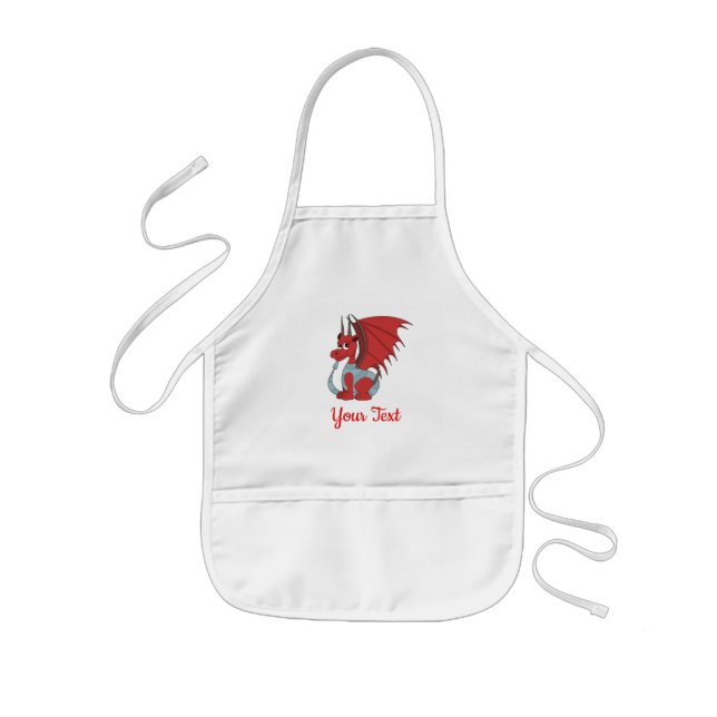 Delantal Infantil Apron infantil Personalizado Dragón Rojo (Frente)