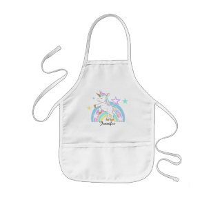 Delantal Infantil Arcoiris mágico 🦄 unicornio con nombre DIY