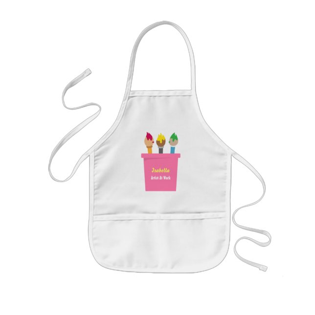 Delantal Infantil Artista en el trabajo pinceles Apron personalizado (Frente)