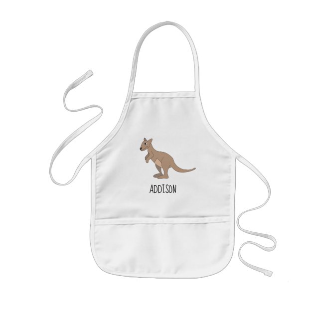 Delantal Infantil Australia neutral cuta doodle canguro y nombre (Frente)