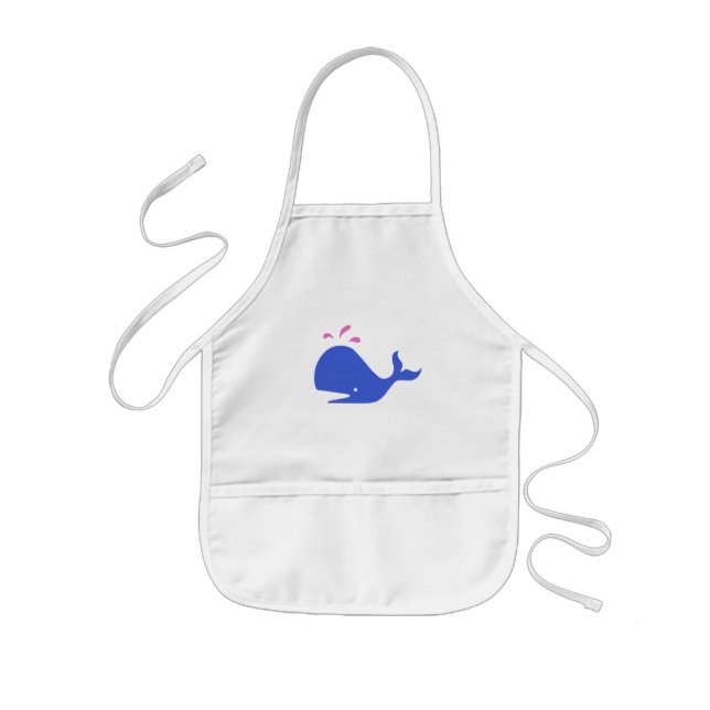 Delantal Infantil Ballena Singletons_blue de Andy, rosado en blanco (Frente)