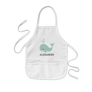 Delantal Infantil Ballena verde menta linda Personalizada
