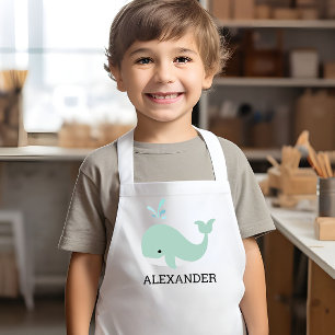 Delantal Infantil Ballena verde menta linda Personalizada