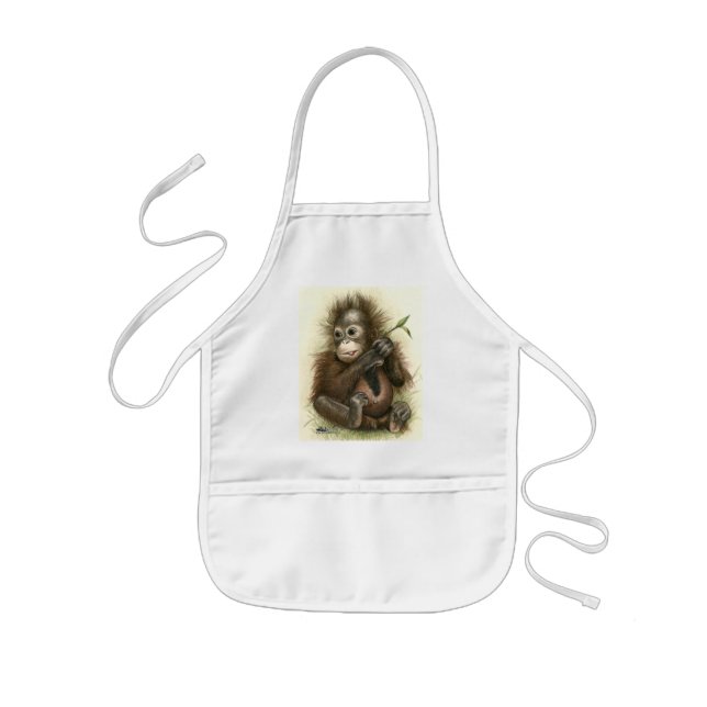 Delantal Infantil Bebé del orangután con las hojas (Frente)