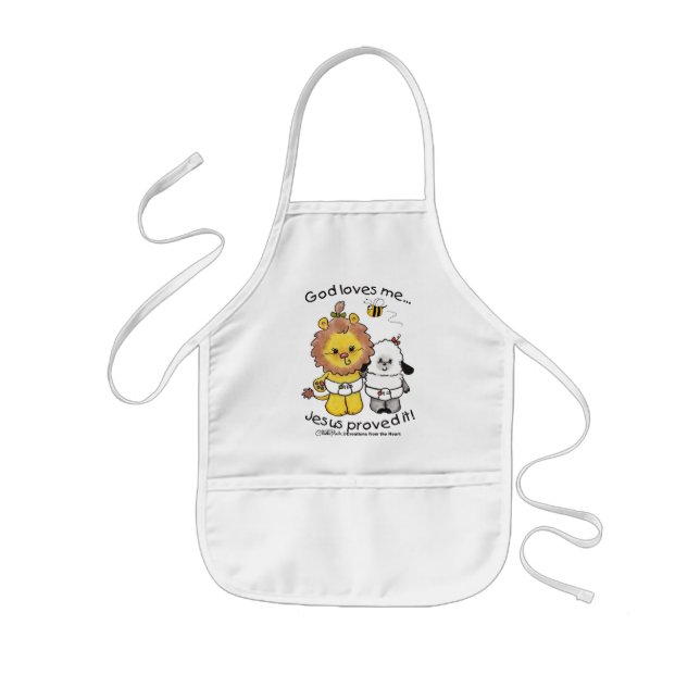 Delantal Infantil Bebés de león y cordero (Frente)