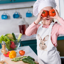 Delantal Infantil Belleza moderna Pastel color de agua rosa Bunny Ag