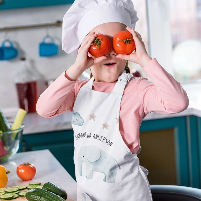 Delantal Infantil Belleza moderna Pastel Elefante Azul y Niño Estrel (Subido por el creador)