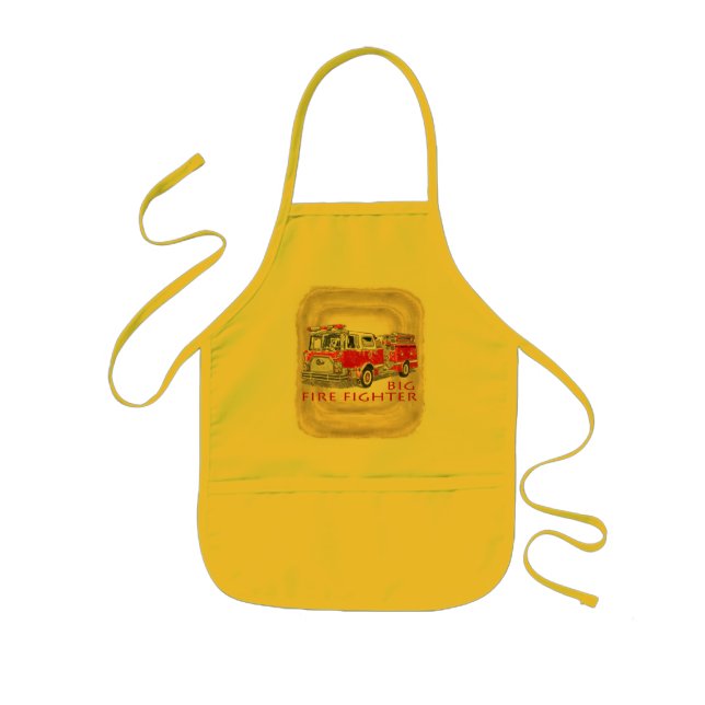 Delantal Infantil Big Firefighter Truck nombre personalizado Apron (Frente)