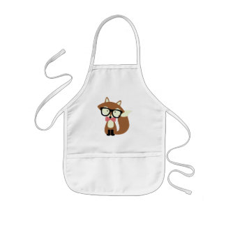 Delantal Infantil Bow Tie y Glasses Hipster Brown Fox