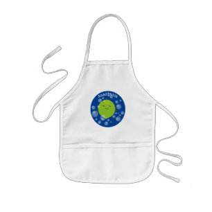 Delantal Infantil Burbujas de cal verde suave ilustracion personaliz
