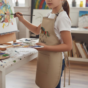 Delantal Infantil Caballo arco iris - tu nombre 