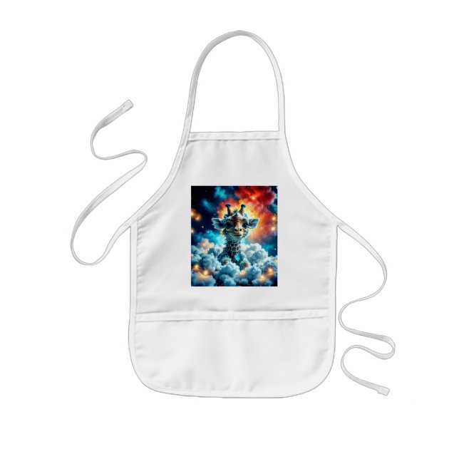 Delantal Infantil Cabeza de jirafa de bebé adorable en las nubes (Frente)