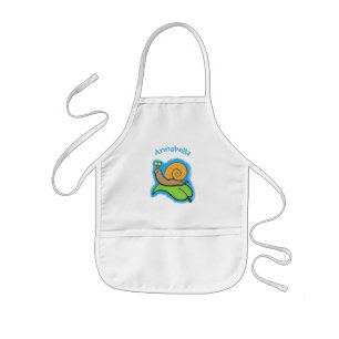 Delantal Infantil Caca, caracol feliz en un ilustracion personalizad