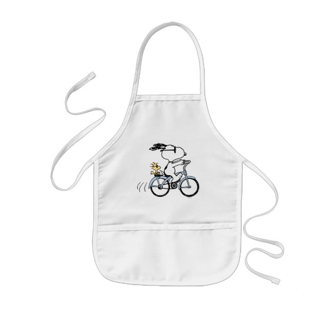 Delantal Infantil Cacahuetes | Bicicleta Snoopy & Woodstock (Frente)