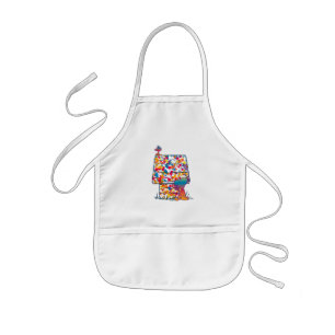Delantal Infantil Cacahuetes Pintura arcoiris de Snoopy y Woodstoc
