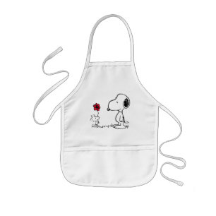Delantal Infantil Cacahuetes   Snoopy & Woodstock Rojo y Negro