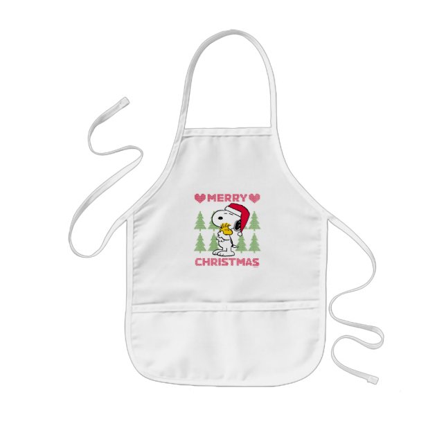 Delantal Infantil Cacahuetes | Snoopy & Woodstock Santa Claus Hug (Frente)