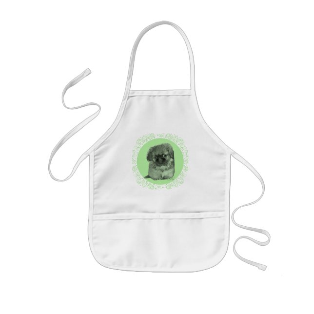 Delantal Infantil Cachorro de Pekín Verde (Frente)