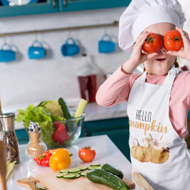 Delantal Infantil Calabaza moderna Naranja de calabaza con flores