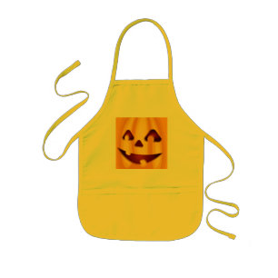 Delantal Infantil Calabaza tallada sonriendo diseño de Halloween