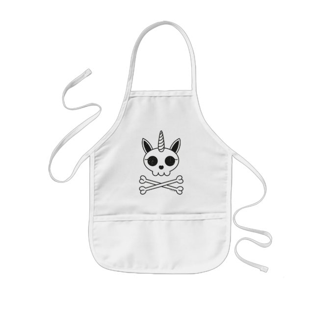 Delantal Infantil Calavera de unicornio y huesos cruzados (Frente)