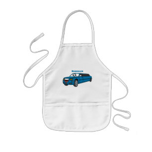 Delantal Infantil Camión de personalizado limusina azul muy feliz