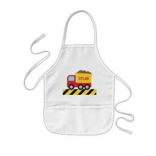 Delantal Infantil Camión de Volquete Rojo y Amarillo, Para Niños