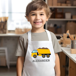 Delantal Infantil Camión Volquete Amarillo Construcción Personalizad