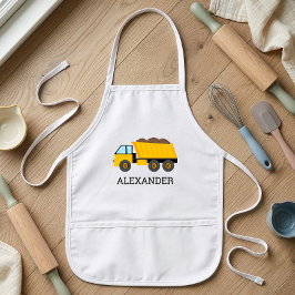 Delantal Infantil Camión Volquete Amarillo Construcción Personalizad