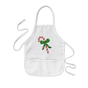 Delantal Infantil Caña de navidad con cinta verde