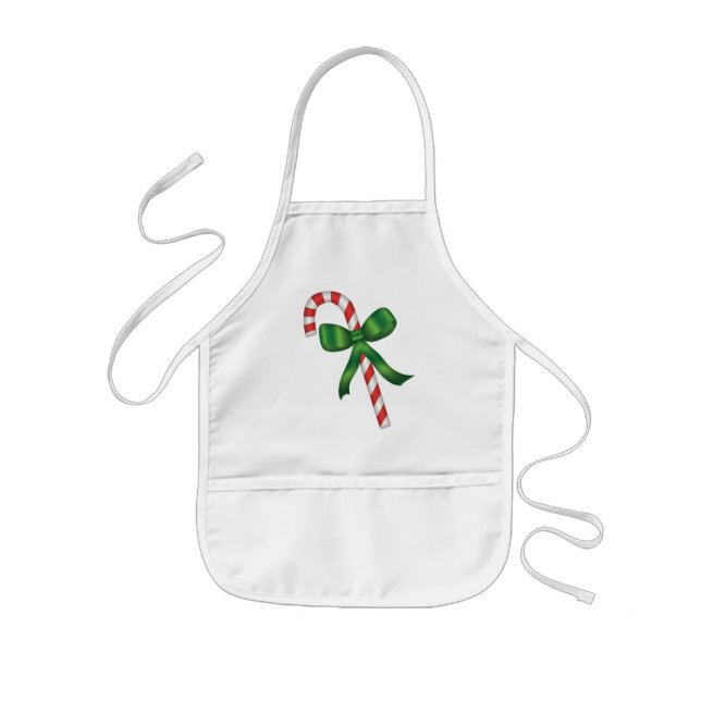 Delantal Infantil Caña de navidad con cinta verde (Frente)