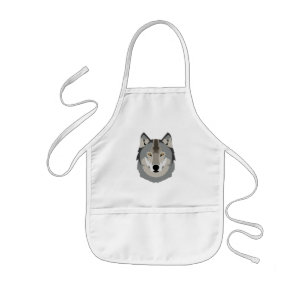 Delantal Infantil Cara de lobo gris, dulce y Guay, animal ilustrado