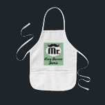 Delantal Infantil Chalkboard Mr ChevronYellow and green<br><div class="desc">Ring Bearer Chalkboard Mr Your Name Here Retro Chevron Zig Zag Pattern Ring Bearer Apron for helping at the parties such as rehearsal dinner bbq,  engagement party barbeque,  couple's shower barbecue,  or order in adult size for the groomsmen and best man.</div>